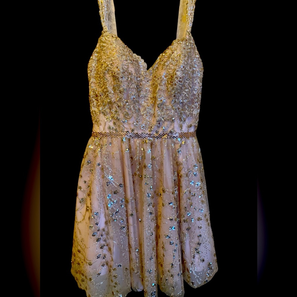 Dancing Queen Sparkling Gold Sequin Party Dress sz Large
